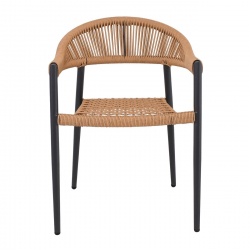 MADISON Πολυθρόνα Βεράντας- Κήπου, ALU Ανθρακί, Rope Wicker Φυσικό, Στοιβαζόμενη  58x56x78cm