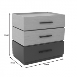 Κομοδίνο Sonlen pakoworld mdf σε sonoma-ανθρακί απόχρωση 60x40x66εκ