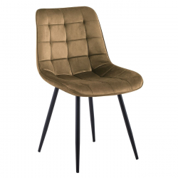 MYRIAM-R Καρέκλα Τραπεζαρίας, Μέταλλο Βαφή Μαύρο, Ύφασμα Velure Απόχρωση Cappuccino  53x60x85cm