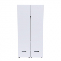 Ντουλάπα δίφυλλη Afina pakoworld mdf σε λευκή glossy απόχρωση 100x57x213εκ