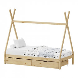 Παιδικό κρεβάτι Lalitto τ.Montessori με 2 συρτάρια τ.Montessori  pakoworld ξύλο πεύκου σε φυσική απόχρωση 90x190εκ