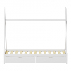 Παιδικό κρεβάτι Lalitto τ.Montessori με 2 συρτάρια pakoworld ξύλο πεύκου σε λευκή απόχρωση 90x190εκ