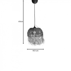 Φωτιστικό οροφής Bowler Inart ψάθινο φυσικό Φ31x69εκ Φωτιστικό οροφής Bowler Inart ψάθινο φυσικό Φ31x69εκ