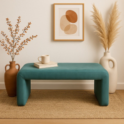 Σκαμπό Gagga Inart βελούδο ύφασμα σε πράσινη απόχρωση 110x40x45εκ