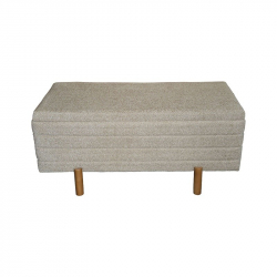 Σκαμπό μπαούλο Cindy Inart σετ 2 τεμ μπουκλέ ύφασμα σε μπεζ και λευκή απόχρωση (110x50x49εκ)