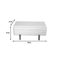 Σκαμπό μπαούλο Cindy Inart σετ 2 τεμ μπουκλέ ύφασμα σε μπεζ και λευκή απόχρωση (110x50x49εκ)