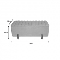 Σκαμπό μπαούλο Daph Inart σετ 2 τεμ βελούδο ύφασμα σε μπεζ και λευκή απόχρωση (110x46x45εκ)