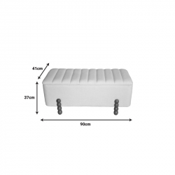 Σκαμπό μπαούλο Daph Inart σετ 2 τεμ βελούδο ύφασμα σε μπεζ και λευκή απόχρωση (110x46x45εκ)