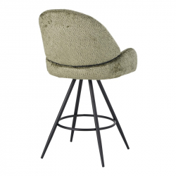 Σκαμπό μπαρ περιστρεφόμενο Morea pakoworld μπουκλέ ύφασμα σε λαδί απόχρωση με μαύρα μεταλλικά πόδια 68x66x82.5εκ