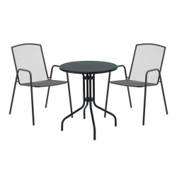 Τραπεζαρία Vergo-Pomedon pakoworld σετ 3τεμ μέταλλο σε μαύρη απόχρωση (60x60x70εκ)