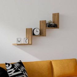 Ραφιέρα τοίχου Mauer pakoworld σε καρυδι απόχρωση 90x19,6x60εκ