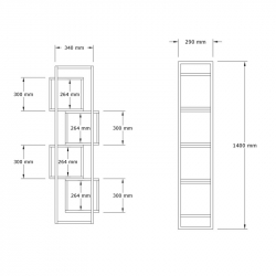 Βιβλιοθήκη Gridur pakoworld σε σκούρο καρυδί απόχρωση 44x29x140εκ