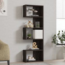 Βιβλιοθήκη Cascade pakoworld σε σκούρο καρυδί απόχρωση 51.8x22x150εκ