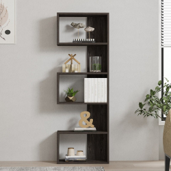 Βιβλιοθήκη Cascade pakoworld σε σκούρο καρυδί απόχρωση 51.8x22x150εκ