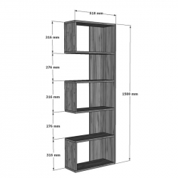 Βιβλιοθήκη Cascade pakoworld σε sonoma  απόχρωση 51.8x22x150εκ
