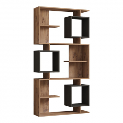 Βιβλιοθήκη Cubix pakoworld σε sonoma-ανθρακί απόχρωση 90x24,6x171,90εκ
