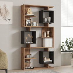 Βιβλιοθήκη Cubix pakoworld σε sonoma-ανθρακί απόχρωση 90x24,6x171,90εκ