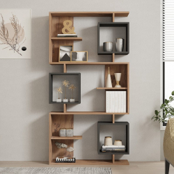 Βιβλιοθήκη Cubix pakoworld σε sonoma-ανθρακί απόχρωση 90x24,6x171,90εκ