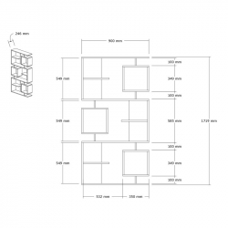 Βιβλιοθήκη Cubix pakoworld σε sonoma-ανθρακί απόχρωση 90x24,6x171,90εκ