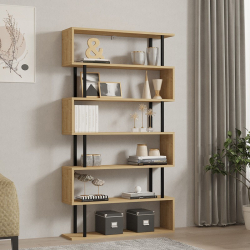 Βιβλιοθήκη Ziza pakoworld σε oak  απόχρωση 90x22x162.6εκ