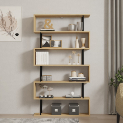 Βιβλιοθήκη Ziza pakoworld σε oak  απόχρωση 90x22x162.6εκ