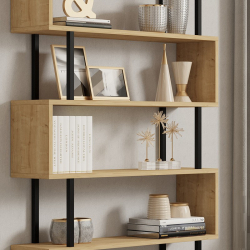 Βιβλιοθήκη Ziza pakoworld σε oak  απόχρωση 90x22x162.6εκ