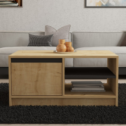 Τραπέζι σαλονιού Narli pakoworld σε oak απόχρωση 90x60x45εκ