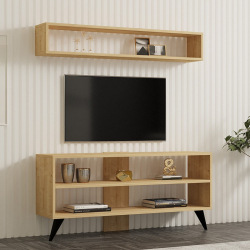 Σύνθετο σαλονιού Prestige pakoworld σε oak απόχρωση 120x29,6x50εκ