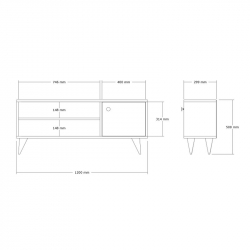 Έπιπλο τηλεόρασης Wison pakoworld σε oak απόχρωση 120x29x50εκ