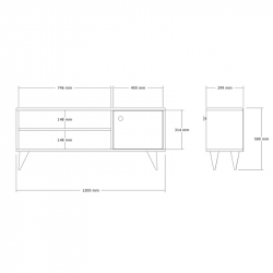 Έπιπλο τηλεόρασης Wison pakoworld σε sonoma απόχρωση 120x29x50εκ