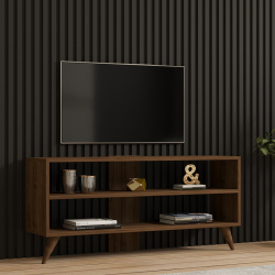 Έπιπλο τηλεόρασης Prestige pakoworld σε καρυδί απόχρωση 120x29,6x50εκ