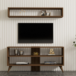 Σύνθετο σαλονιού Prestige pakoworld σε καρυδί απόχρωση 120x29,6x50εκ