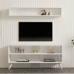 Σύνθετο σαλονιού Prestige pakoworld σε λευκή απόχρωση 120x29,6x50εκ