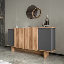 Μπουφές Aramos pakoworld σε ανθρακί - oak απόχρωση 180x45x80εκ