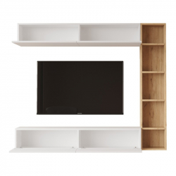 Σύνθετο σαλονιού Compo επιτοίχιο pakoworld σε φυσικό-λευκό απόχρωση 169,10x25,8x143.5εκ