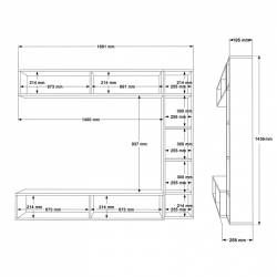 Σύνθετο σαλονιού Compo επιτοίχιο pakoworld σε φυσικό-λευκό απόχρωση 169,10x25,8x143.5εκ