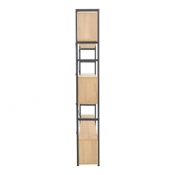 Βιβλιοθήκη Fifer pakoworld σε oak-μαύρη απόχρωση 120x28x185εκ