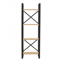Βιβλιοθήκη Crimson pakoworld σε oak-μαύρη απόχρωση 50x22x150εκ