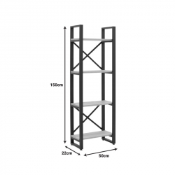 Βιβλιοθήκη Crimson pakoworld σε oak-μαύρη απόχρωση 50x22x150εκ