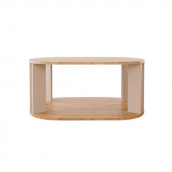 Τραπέζι Solka pakoworld σε oak απόχρωση με ανοιχτό γκρι 90x56x40εκ