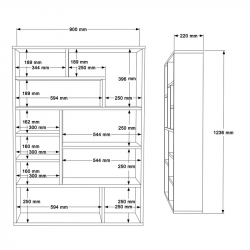 Βιβλιοθήκη Decora pakoworld σε φυσικό-λευκό απόχρωση 90x22x123.6εκ