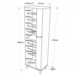 Παπουτσοθήκη Scarpiera 9θέσεων pakoworld σε φυσική-λευκή απόχρωση 57.2x35.5x185.6εκ