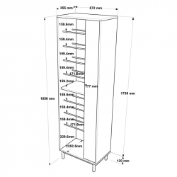 Παπουτσοθήκη Scarpiera 9θέσεων pakoworld σε φυσικο-ανθρακι απόχρωση 57.2x35.5x185.6εκ
