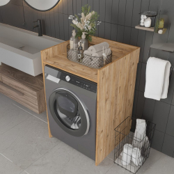 Έπιπλο πλυντηρίου Cuci pakoworld σε oak απόχρωση 60x62x99εκ