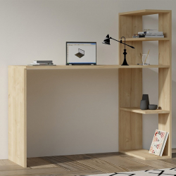 Γραφείο με βιβλιοθήκη Mergo pakoworld σε oak απόχρωση 121x51x75εκ