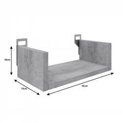 Ραφιέρα τοίχου Derva pakoworld σε cement γκρι απόχρωση 30x15x10cm (30x15x10εκ)