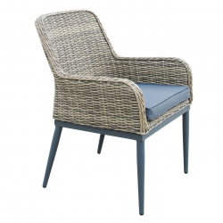 HAVANA Πολυθρόνα Τραπεζαρίας Κήπου-Βεράντας, ALU - Wicker Grey Brown, Μαξιλάρι Ανθρακί  64x65x85cm