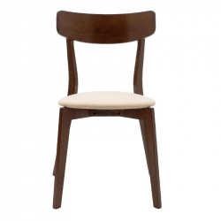 Καρέκλα Toto pakoworld μπεζ ύφασμα-rubberwood καρυδί πόδι (45x48x78εκ)