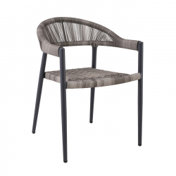 MADISON Πολυθρόνα Βεράντας- Κήπου, ALU Ανθρακί, Rope Wicker Γκρι, Στοιβαζόμενη  58x56x78cm
