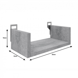 Ραφιέρα τοίχου Derva pakoworld σε cement γκρι απόχρωση 30x15x10cm (30x15x10εκ)